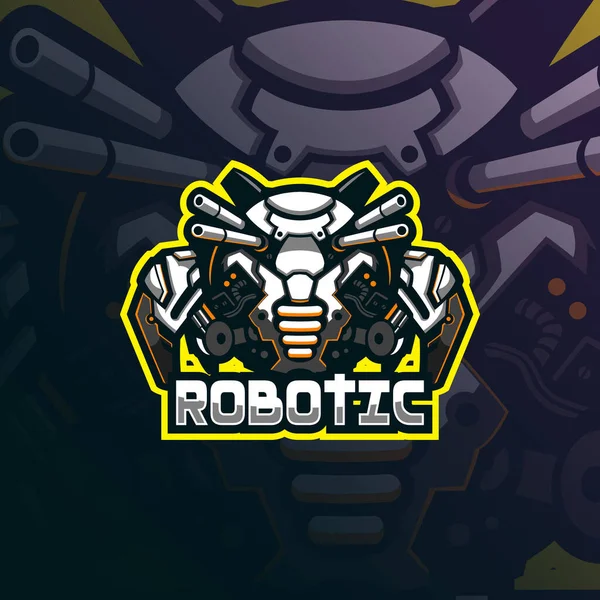 Robotachtige Mascotte Logo Design Vector Met Moderne Illustratie Concept Stijl — Stockvector