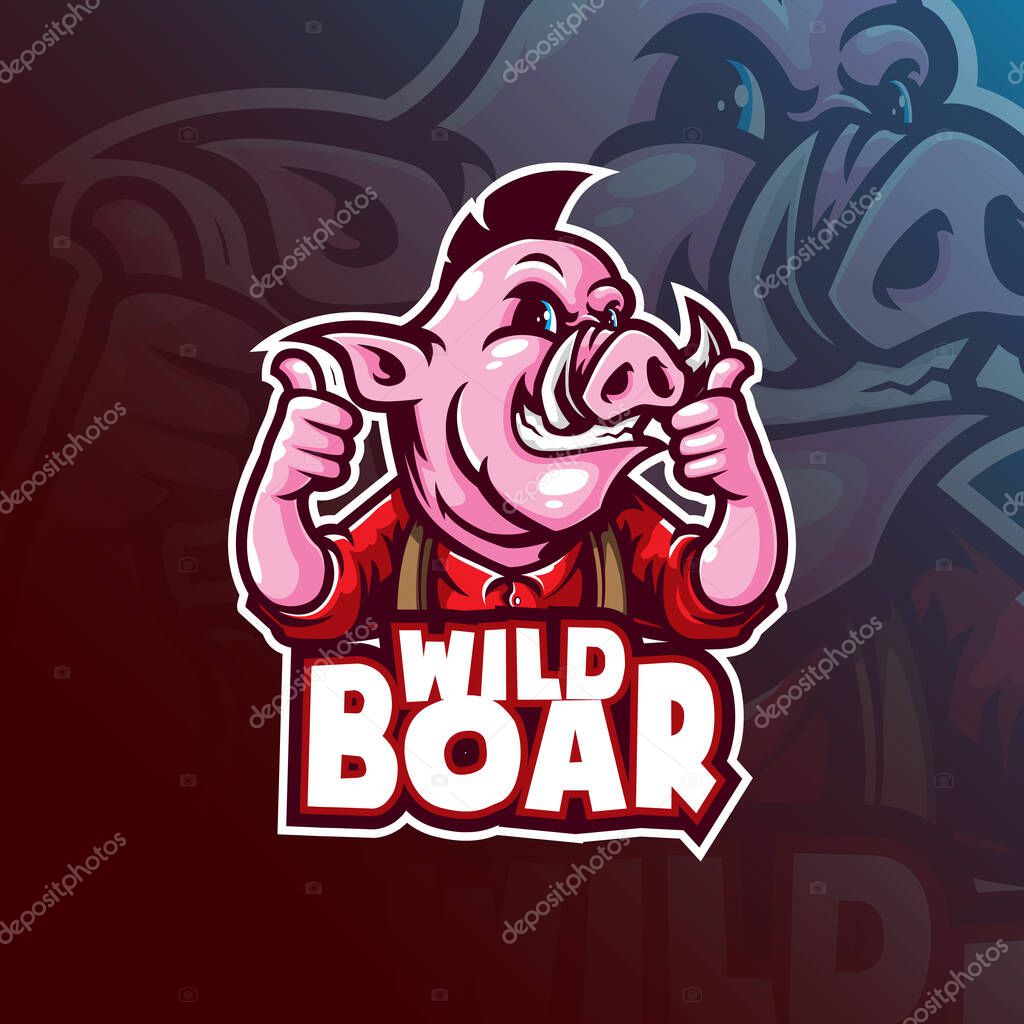 Boar mascot logo design vector with modern illustration concept style for badge, emblem and tshirt printing. smart boar illustration.
