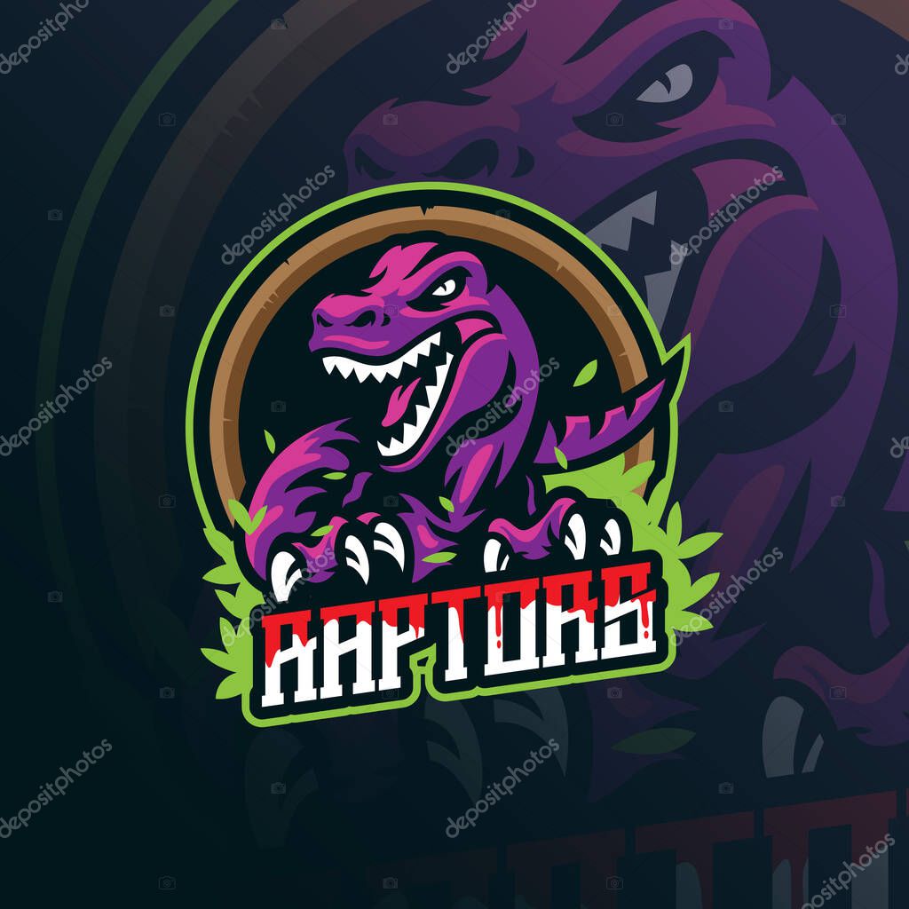 Raptor mascot logo design. Angry raptor illustration concept style for badge, emblem and t shirt printing.