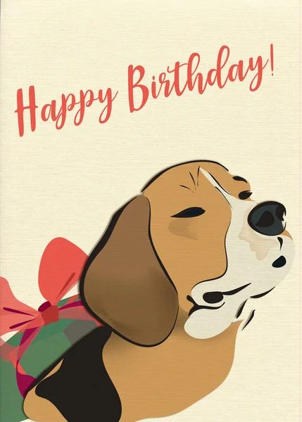 Tarjeta Felicitación Feliz Navidad Con Beagle Dog Bolas Nieve — Foto de Stock