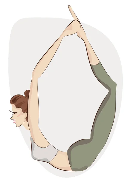 Gadis Membuat Yoga Latihan Vektor Ilustrasi Wanita Pose Keseimbangan Yoga - Stok Vektor