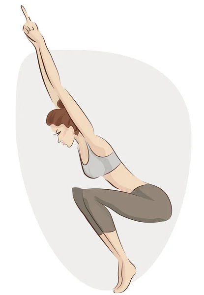 Melatih Yoga Vector Illustration Woman Making Exercise Fitness Outfit Dalam - Stok Vektor