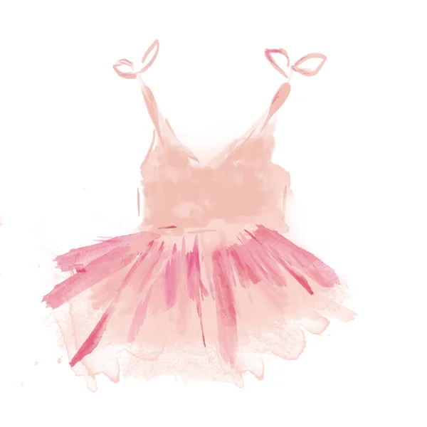 Cute Pink Ballet Tutu Watercolor Ballerina Dress Litlle Girl — Stock Photo, Image