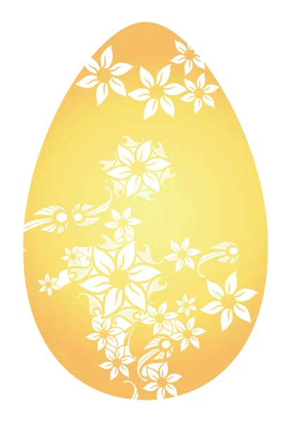 Easter Golden Egg Carved Beautiful Flowers Gold Egg Floral Decoration — Stock Vector