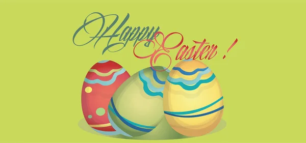 Happy Easter Holiday Card Eggs Web Banner Happy Easter Copy — Stock Vector