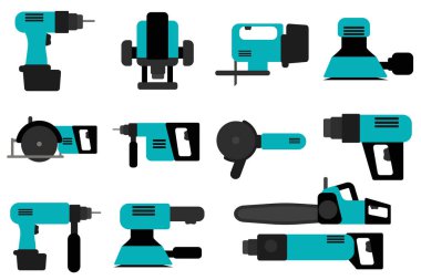 Mavi yeşil renkli elektronik aletleri ve İnşaat için. EPS vektör çizim