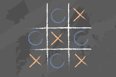 Kılavuz tick-tack-toe oyun gri zemin ile. Strateji kavramı. EPS vektör çizim