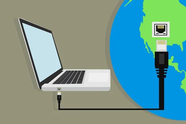 Połączenie Sieci World Wide Web Eps Wektorowych Ilustracji Laptop Drutu — Wektor stockowy