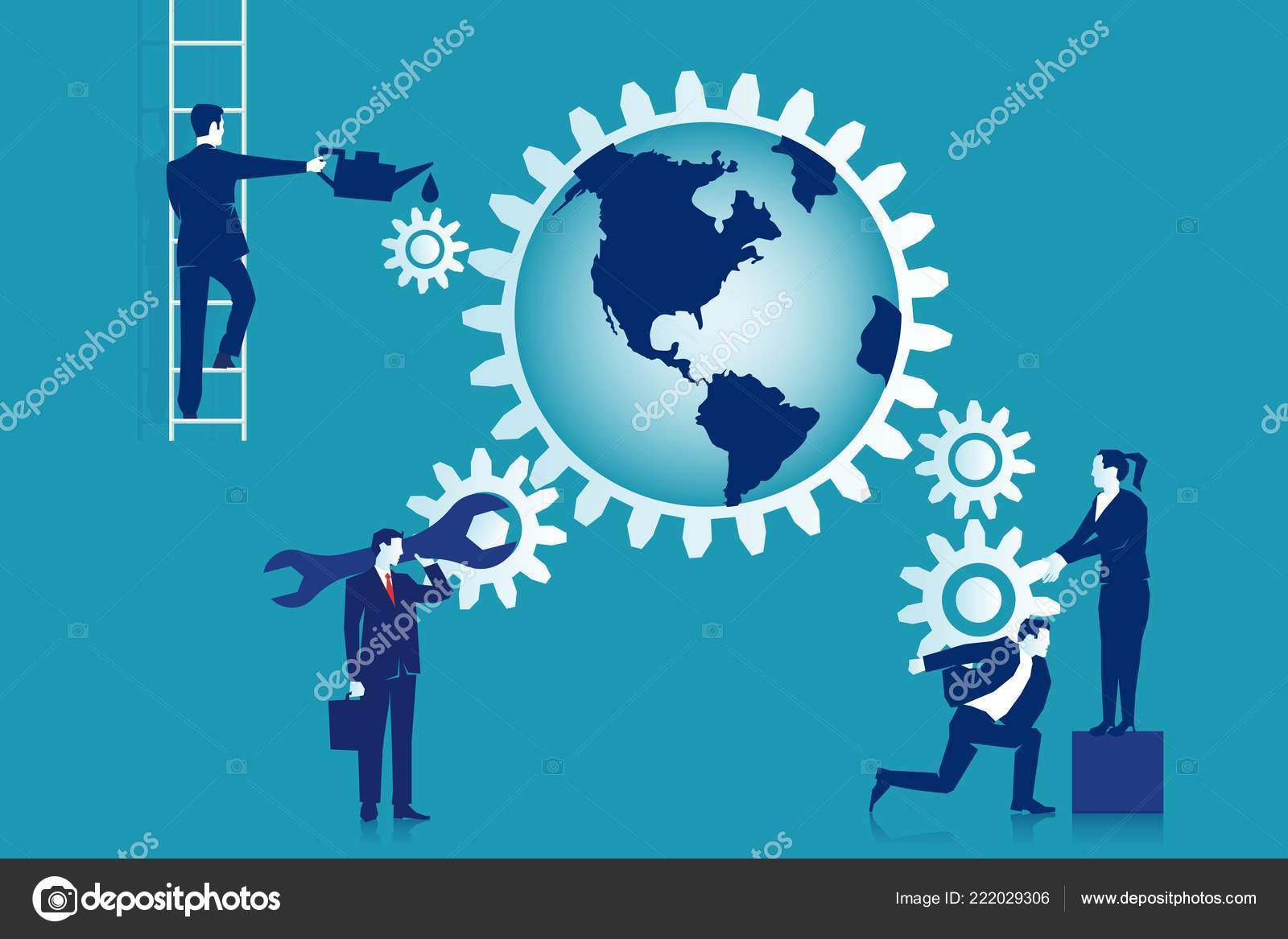 Trabajo Equipo Negocios Globales Gente Colegas Socios Trabajando Juntos  Para Vector de stock #222029306 de ©scarlette23, image size:1600x1167