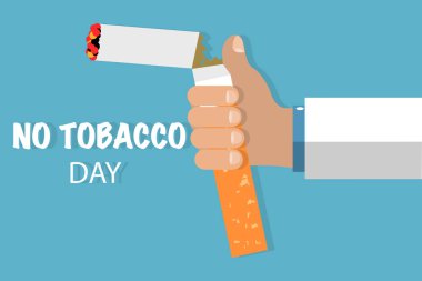 Hayır Tütün günü anma sigara kırma el ile şekil. EPS vektör çizim, yatay imge, düz tasarım