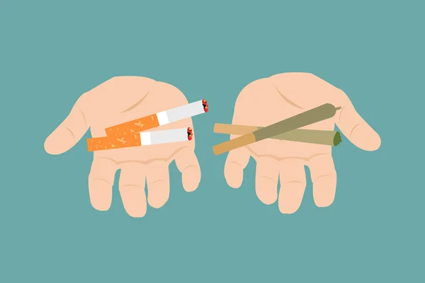 Cigarettes Marijuana Vector Picture Crop Hand Offering Chose Regular Cigarettes — Stock Vector