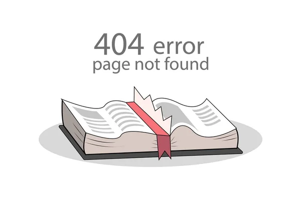 Seite 404 Fehlerkonzept Nicht Gefunden Buch Mit Papier Seite Gerissen — Stockvektor