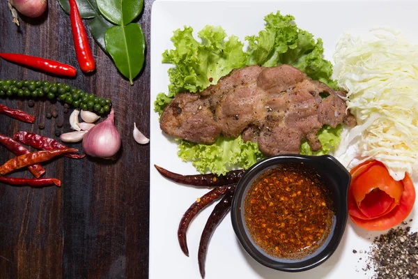 Steak Pork Thai Spicy Sauce — Stock Photo, Image