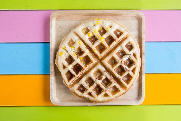 Verse Goudbruine Wafel Met Maïs Amandel Binnenin — Stockfoto