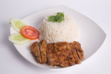 Tay yasemin pirinç ile Sebze ve Izgara tavuk göğüsler