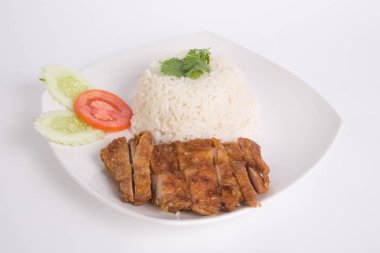 Tay yasemin pirinç ile Sebze ve Izgara tavuk göğüsler