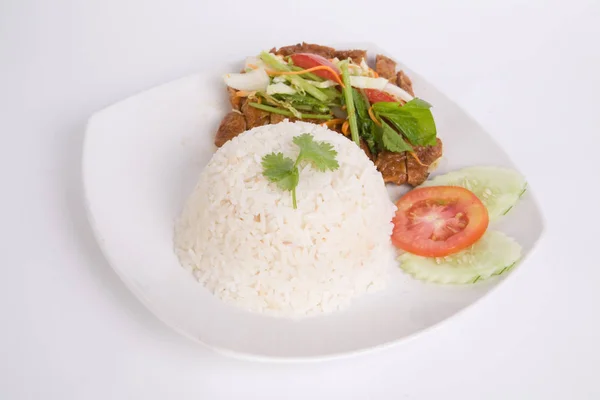 Ayam beras Salad dengan saus pedas — Stok Foto