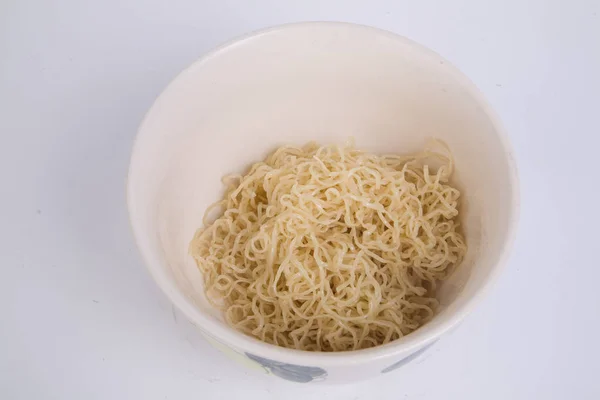 Bowl Boiled Egg Noodles Isolated White Background — Stock Photo, Image