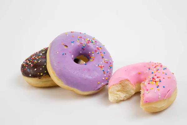 Fánk Édes Cukormáz Cukor Élelmiszer Desszert Színes Snack Mázas Hinti — Stock Fotó