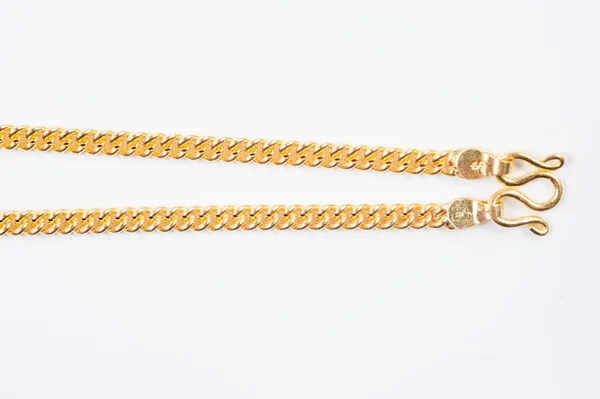 Collar Cadena Oro Aislado Sobre Fondo Blanco —  Fotos de Stock