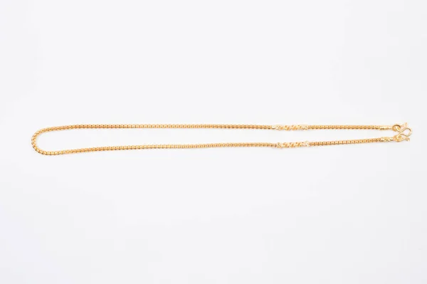 Золотая Цепь Ожерелье Изолированы Белом Фоне — стоковое фото