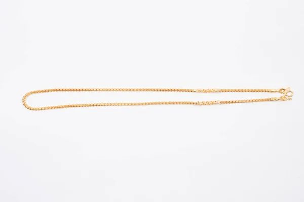 Gold Chain Necklace Isolated White Background — Stock Photo, Image