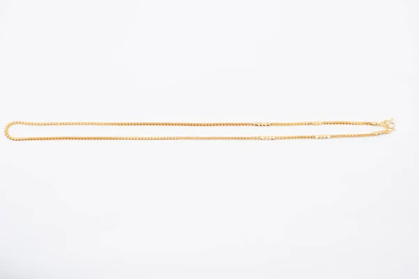 Золотий Ланцюг Намисто Ізольовано Білому Тлі — стокове фото