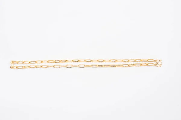 Catena Collana Oro Isolato Sfondo Bianco — Foto Stock