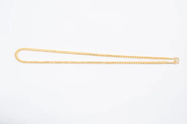 Gold Chain Necklace Isolated White Background — Stock Photo, Image