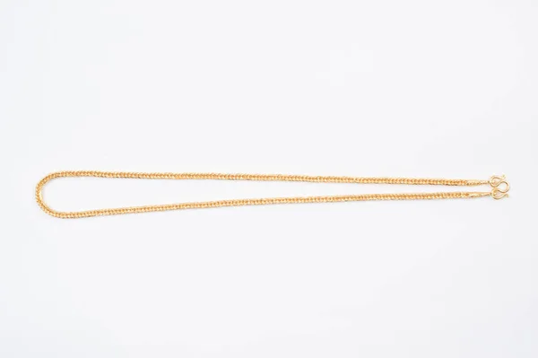 Gouden Ketting Geïsoleerd Witte Achtergrond — Stockfoto