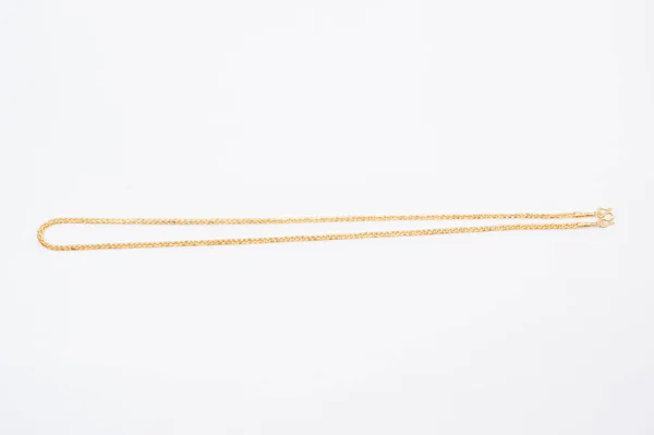 Золотая Цепь Ожерелье Изолированы Белом Фоне — стоковое фото