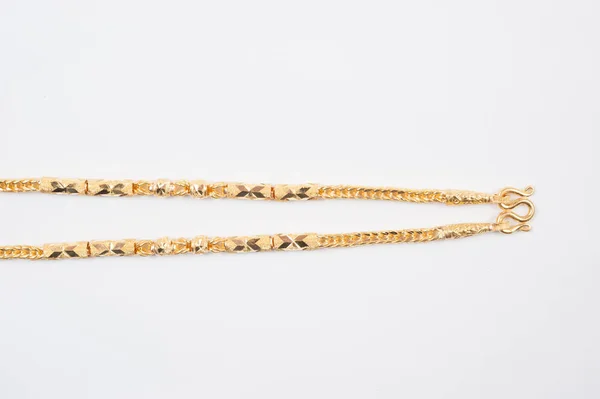 Gold Chain Necklace Isolated White Background — Stock Photo, Image