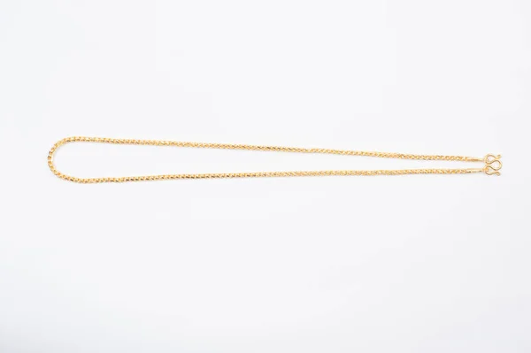 Gold Chain Necklace Isolated White Background — Stock Photo, Image