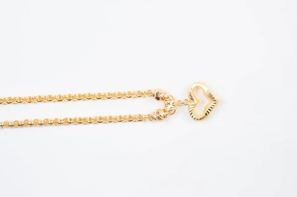 Gold Chain Necklace Isolated White Background — Stock Photo, Image