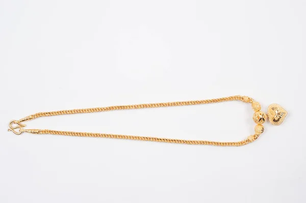 Gold Chain Necklace Isolated White Background — Stock Photo, Image