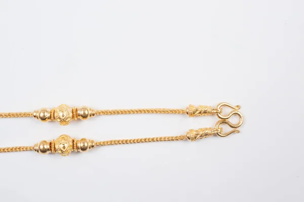 Gold Chain Necklace Isolated White Background — Stock Photo, Image