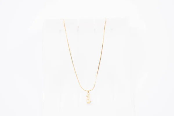 Gold Chain Necklace Isolated White Background — Stock Photo, Image