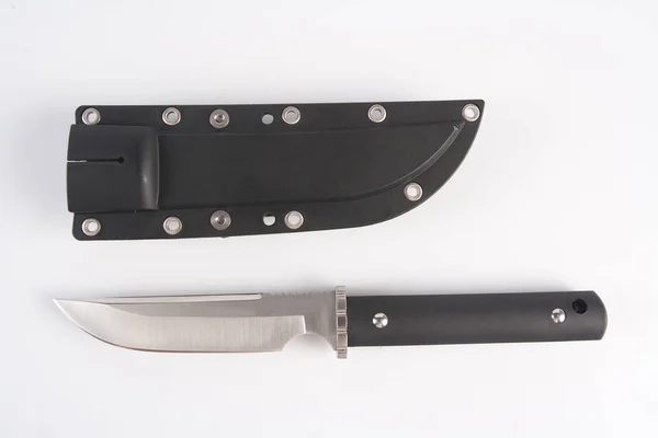 Маленький Нож Кожаном Чехле Студия Фото — стоковое фото