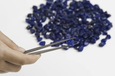 Güzel mavi kaba ve kesilmemiş safir değerli taşlar Koleksiyonu.