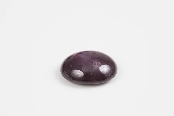 Amethyst Stone Purple Colors Ovális Alakú Fehér Háttér — Stock Fotó