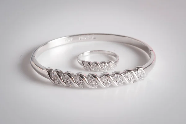 Gyémánt Karkötő Gyémánt Gyűrű — Stock Fotó