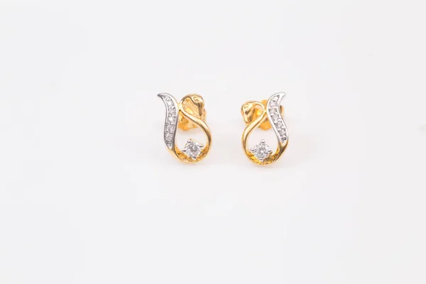 Gold Earrings Swans Diamond — Stock Photo, Image