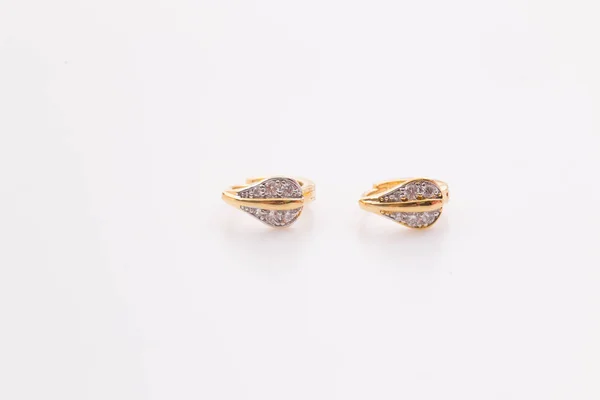 Örhängen Guld Hoop Örhängen Med Diamanter Smycken — Stockfoto