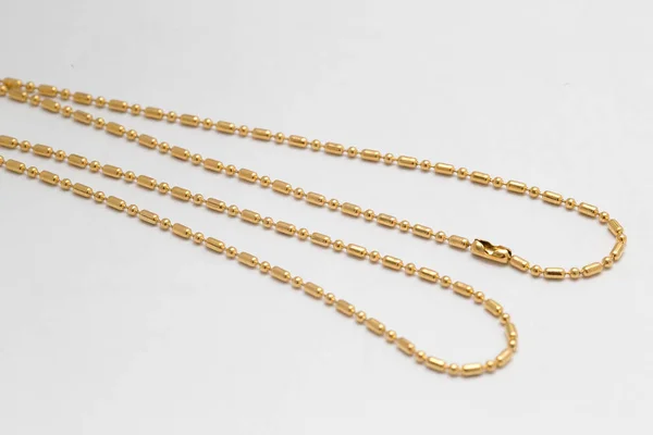 Gold Necklace Two Tone White Background — Stock Photo, Image