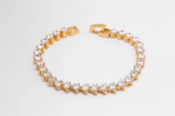 Hermosa Pulsera Oro Con Diamantes — Foto de Stock