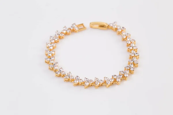 Hermosa Pulsera Oro Con Diamantes — Foto de Stock