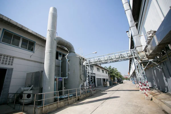 Sistema Ventilação Dutos Metall Livre Uma Fábrica Imagem Fundo Moderna — Fotografia de Stock