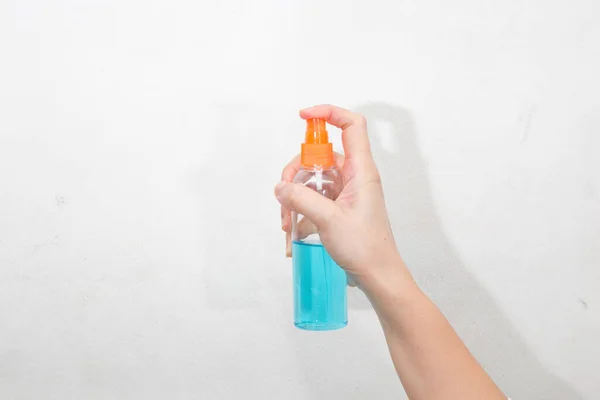 Spray Névoa Desinfetante Mão Antisséptica Instantânea Líquido Álcool Antibacteriano Gel — Fotografia de Stock