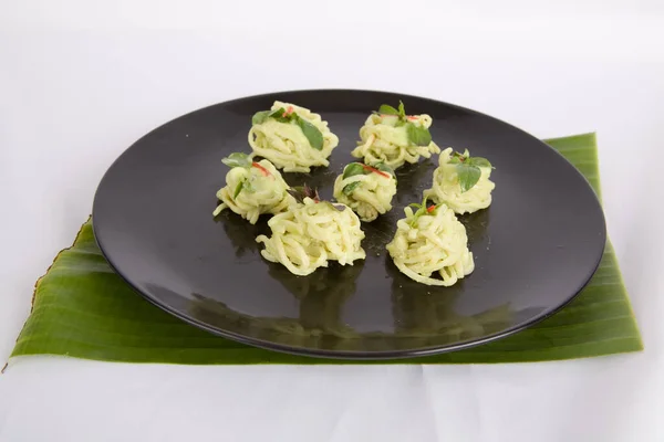 Frango Caril Verde Com Arroz Tailandês Vermicelli Cozinha Tailandesa — Fotografia de Stock