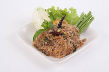 Lezzetli Vermicelli beyaz yemek Tayland yemeği.
